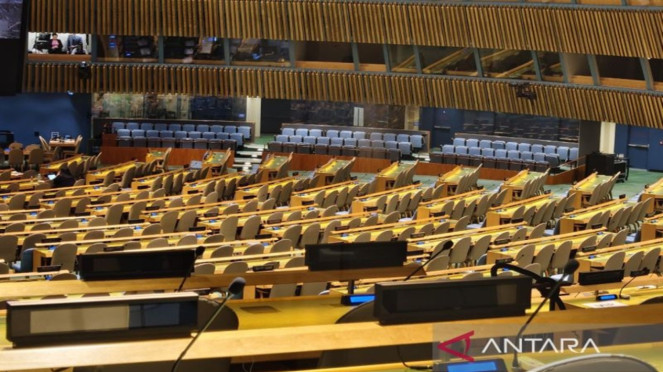 Area balkon dan ruang Sidang Majelis Umum PBB di New York