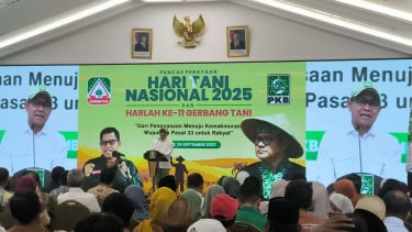 Ketua Umum PKB Muhaimin Iskandar alias Cak Imin dalam peringatan Hari Tani Nasional di Kantor DPP PKB, Jakarta Pusat 