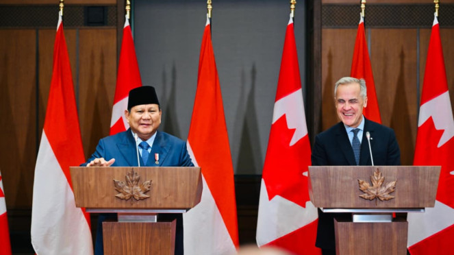 Prabowo beri pernyataan pers bersama Perdana Menteri (PM) Kanada, Mark Carney