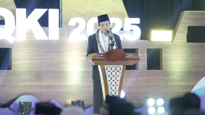 Menteri Agama Nasaruddin Umar saat membuka Acara MQKI 2025 