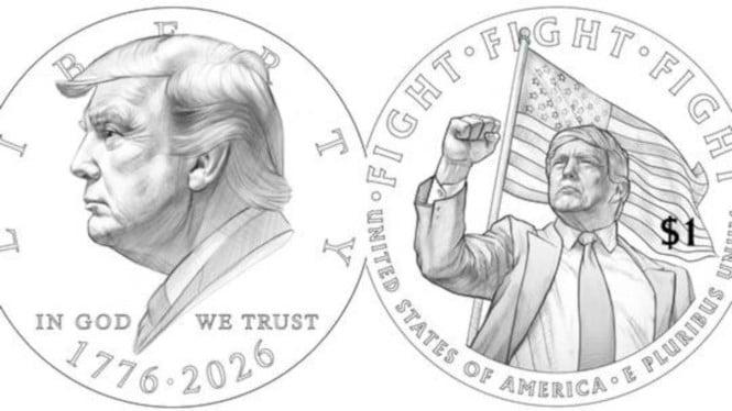 Muka Presiden Donald Trump ada di koin US$1.