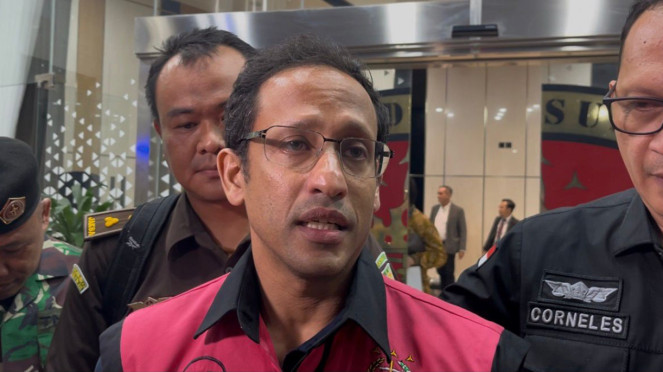 Nadiem Makarim usai diperiksa Kejagung