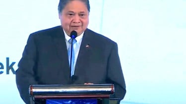 Menko Airlangga di acara 1 Tahun Pemerintahan Prabowo-Gibran