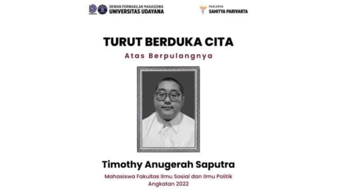 Mahasiswa Unud Timothy Anugerah Saputra diduga jadi korban bully