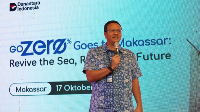 VP Sustainability Telkom Gunawan Wasisto C.A di acara  Roadshow GoZero% Goes to Makassar 2025