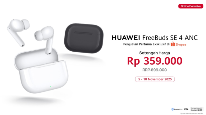 Suara Jernih, Emosi Penuh: HUAWEI FreeBuds SE 4 Hadir dengan 50dB ANC 