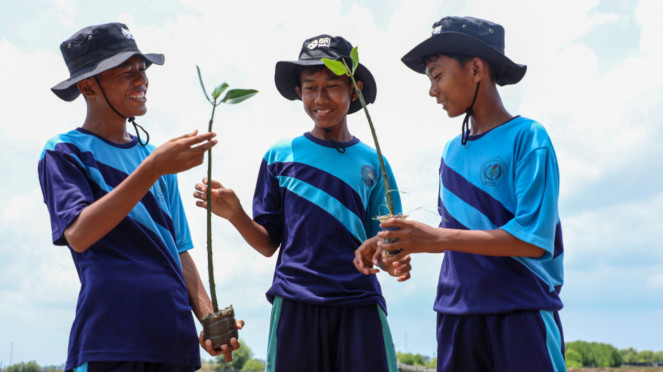 BRI Peduli ajak siswa menanam mangrove di Muara Gembong, Kab. Bekasi, Jawa Barat