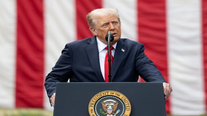 Presiden AS Donald Trump saat peringatan serangan teroris 11 September 2001  