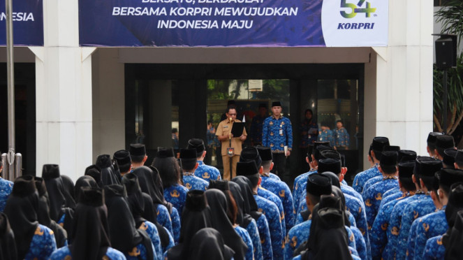 Mendagri Tito Karnavian di hadapan para ASN di Kantor Kemendagri, Jakarta