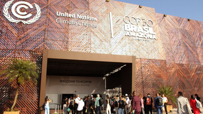 Suasana lokasi penyelenggaraan COP30 di Belém, Brasil
