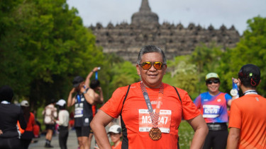 Sekjen PDIP Hasto Kristiyanto mengikuti Borobudur Marathon