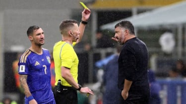 Pelatih Timnas Italia, Gennaro Gattuso dapat kartu kuning saat hadapi Norwegia