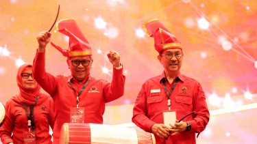 Sekjen PDIP Hasto Kristiyanto dalam acara Konferda dan Konfercab PDIP Sulsel