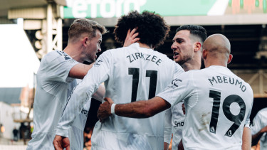 Pemain MU merayakan gol ke Crystal Palace