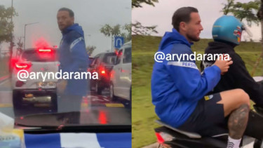 Viral! Marc Klok Terjebak Macet, Akhirnya Dibonceng Bobotoh Pakai Mio Karbu