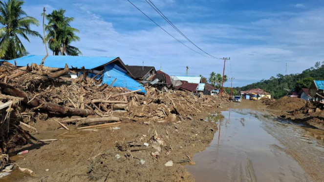 Dampak banjir bandang di Kecamatan Garoga, Tapanuli Utara