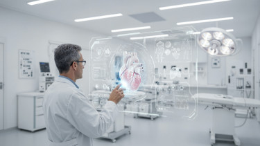 Ilustrasi robotik surgery, 1. Tingkat Akurasi Lebih Tinggi, 2. Pengendalian Instrumen Lebih Stabil, 3. Visualisasi Tiga Dimensi Berkualitas Tinggi, 4. Pemulihan Pasien Lebih Cepat