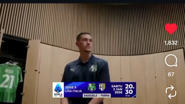 Pemain Sassuolo Jay Idzes jelang melawan Sassuolo