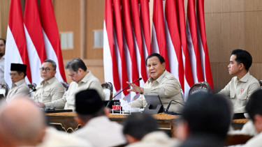 Presiden RI Prabowo Subianto dalam acara retret menteri Kabinet Merah Putih 
