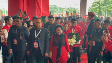 Ketua Umum PDIP Megawati Soekarnoputri hadiri rakernas PDIP