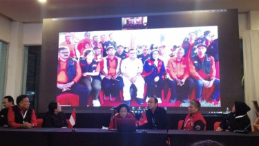 Ketua Umum PDIP Megawati Soekarnoputri saat telekonferensi dengan kader PDIP