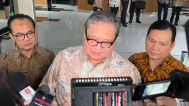 Menko bidang Perekonomian, Airlangga Hartarto di Gedung KPK