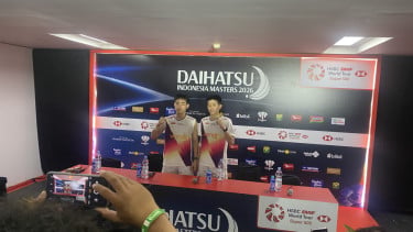 Pasangan ganda putra Indonesia, Raymond Indra/Nikolaus Joaquin