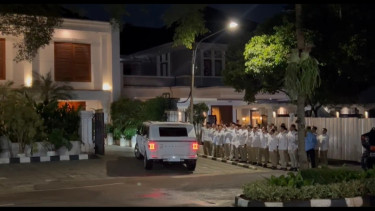 Presiden RI Prabowo Subianto tiba di kediamannya jelang syukuran HUT ke-18 Gerindra