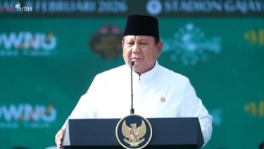 Presiden Prabowo Subianto di acara Mujahadah Kubro Satu Abad Nahdlatul Ulama, Malang, Jawa Timur 8/2
