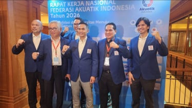 Doorstop PB Akuatik Indonesia usai Rakernas Federasi Akuatik Indonesia 2026 di Menteng, Jakarta