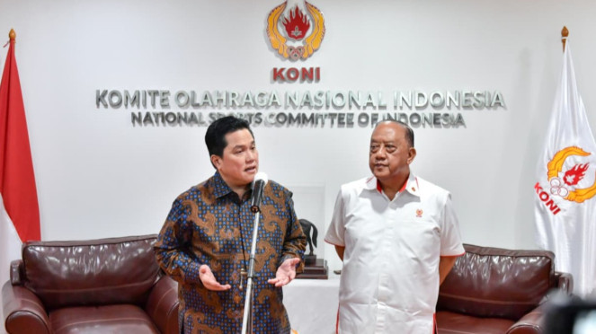 Menpora Erick Thohir dan Ketum KONI Pusat, Marciano Norman