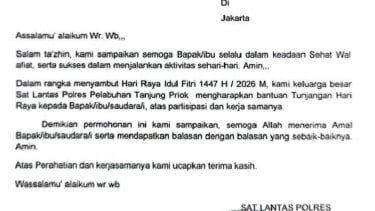 Surat permintaan THR mengatasnamakan keluarga besar Satuan Lalu Lintas Polres Pelabuhan Tanjung Priok