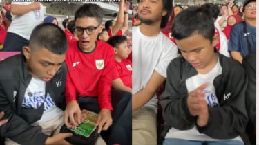 Suporter Disabilitas Netra Nikmati Laga Timnas Indonesia vs Saint Kitts-Nevis