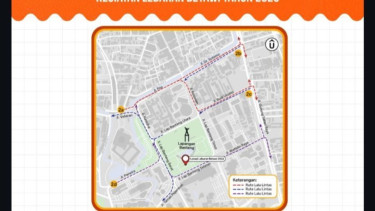 Sirkulasi rute lalu lintas di sekitar Lapangan Banteng, Jakarta Pusat, bertepatan dengan kegiatan Lebaran Betawi 2026