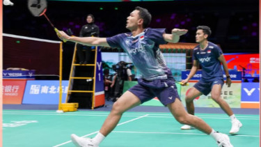 Ganda putra Indonesia. Fajar Alfian/Muhammad Shohibul Fikri