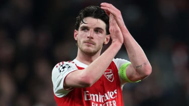 Declan Rice saat Perempat Final Liga Champions, Leg Kedua, Arsenal vs Sporting CP