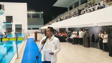 Ketua Umum PB Akuatik Indonesia, Anindya Bakrie secara resmi buka Kejurnas Akuatik Indonesia 2026 di Stadion Akuatik GBK