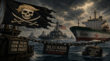 Ilustrasi blokade AS terhadap kapal-kapal Iran di Selat Hormuz layaknya aksi bajak laut