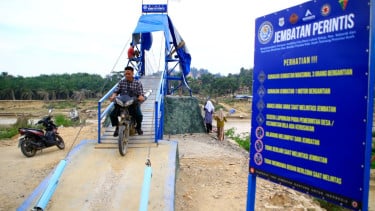 Jembatan gantung di Aceh Tamiang.