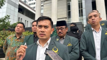 Ketua DPP PBB Hasil Muktamar VI Bali Gugum Ridho Putra di Gedung Mahkamah Konstitusi