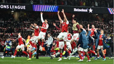 Pemain Arsenal rayakan sukses ke final Liga Champions