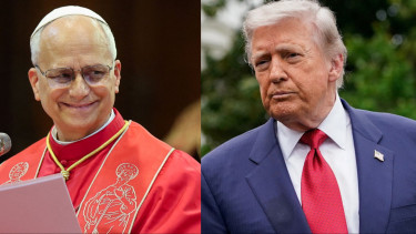 Kolase Foto Paus Leo XIV-Presiden Donald Trump