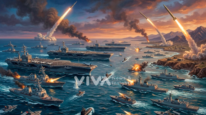Ilustrasi perang AS-Iran.