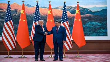 Presiden AS Donald bersama Presiden China Xi Jinping di Beijing 14/5