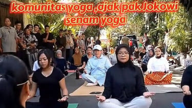 Momen Jokowi Yoga bareng komunitas wellness Solo di kediamannya