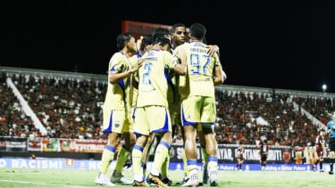 Pemain Persib Bandung merayakan kemenangan atas PSM Makassar