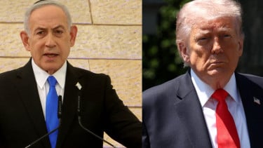 PM Israel, Netanyahu (kiri), Presiden AS, Trump (kanan)