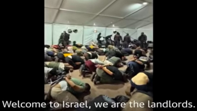 Tangkapan layar penyiksaan aktivis yang ditahan militer Israel dari video Ben-Gvir