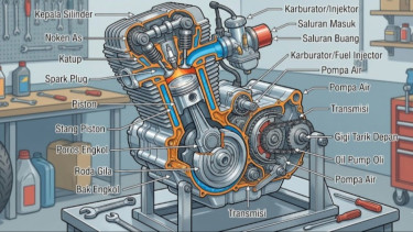 Ilustrasi mesin motor