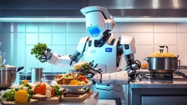 Ilustrasi robot memasak